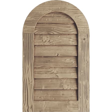 Timberthane Sandblasted Round Top Faux Wood Non-Functional Gable Vent, Primed Tan, 34W X 24H